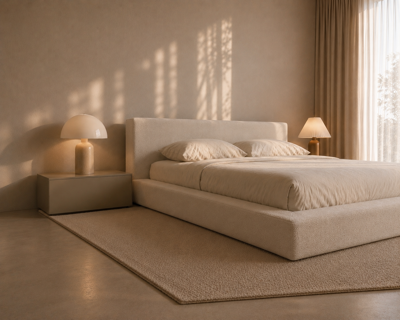 modern low-profile platform bed.