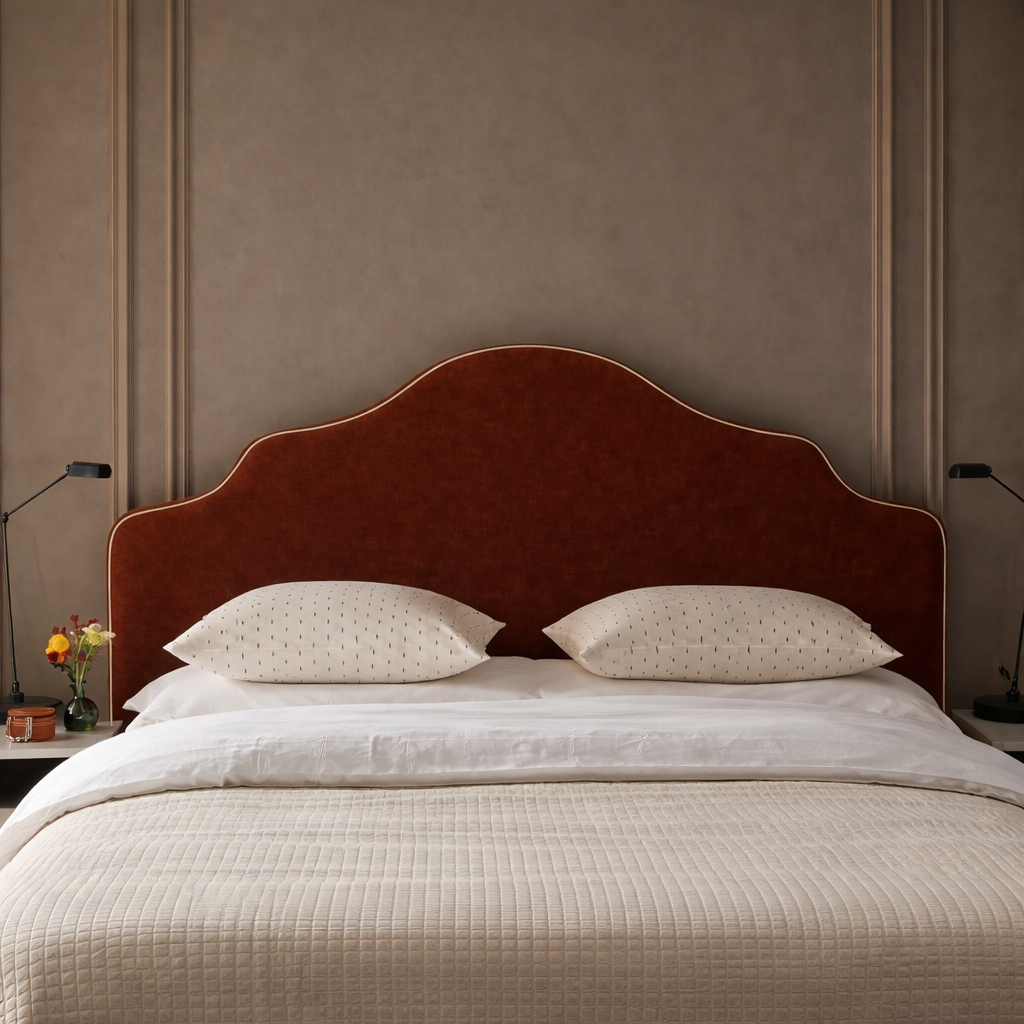 Elegant Curved Upholstered Bed with Luxurious Headboard