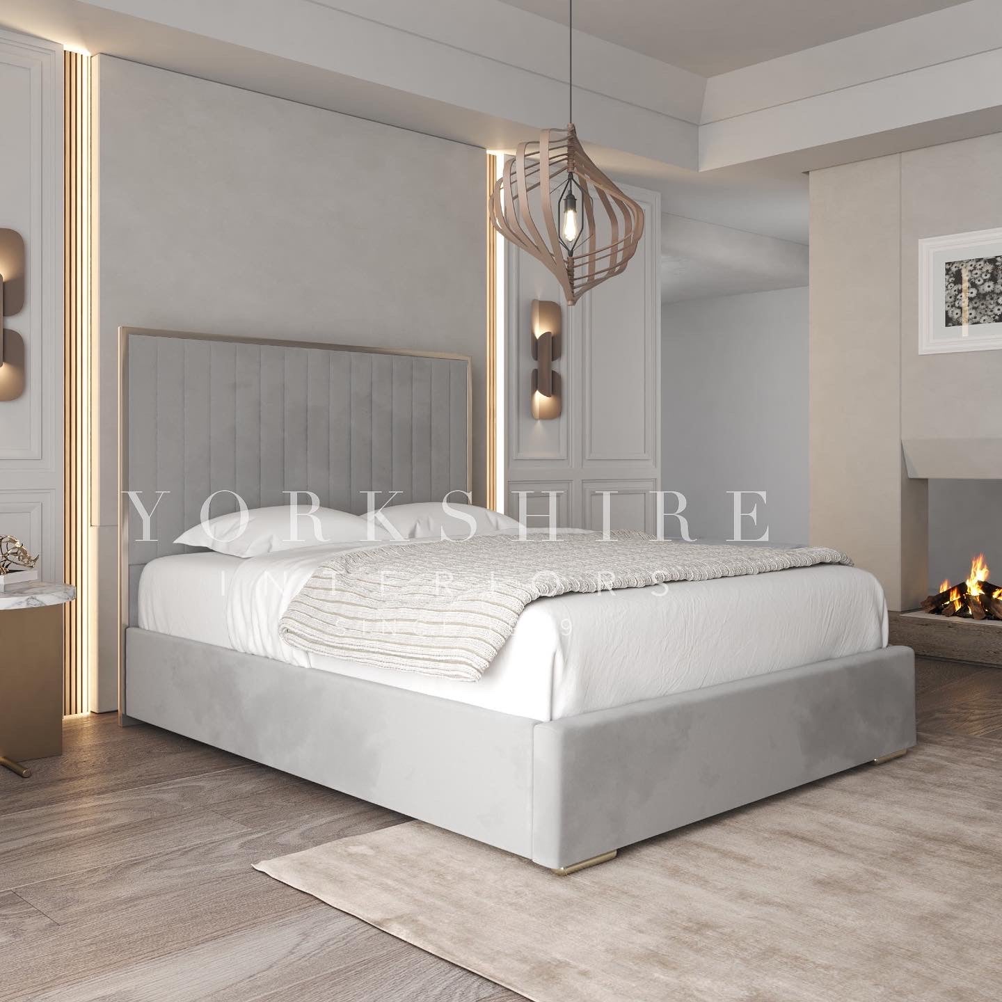 Lucy Bed Modern Comfort with Golden Elegance