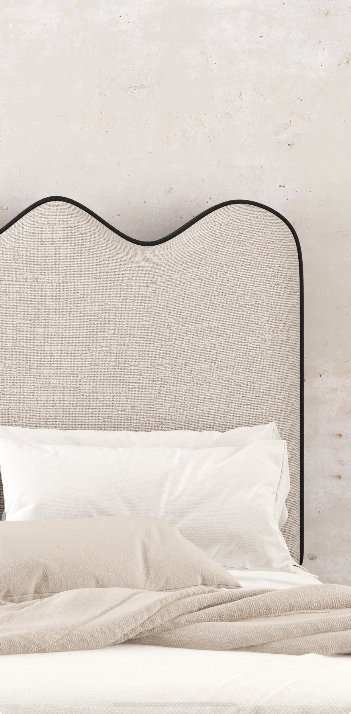 Edith Upholstered Boucle Fabric Storage Bed with Scalloped Headboard