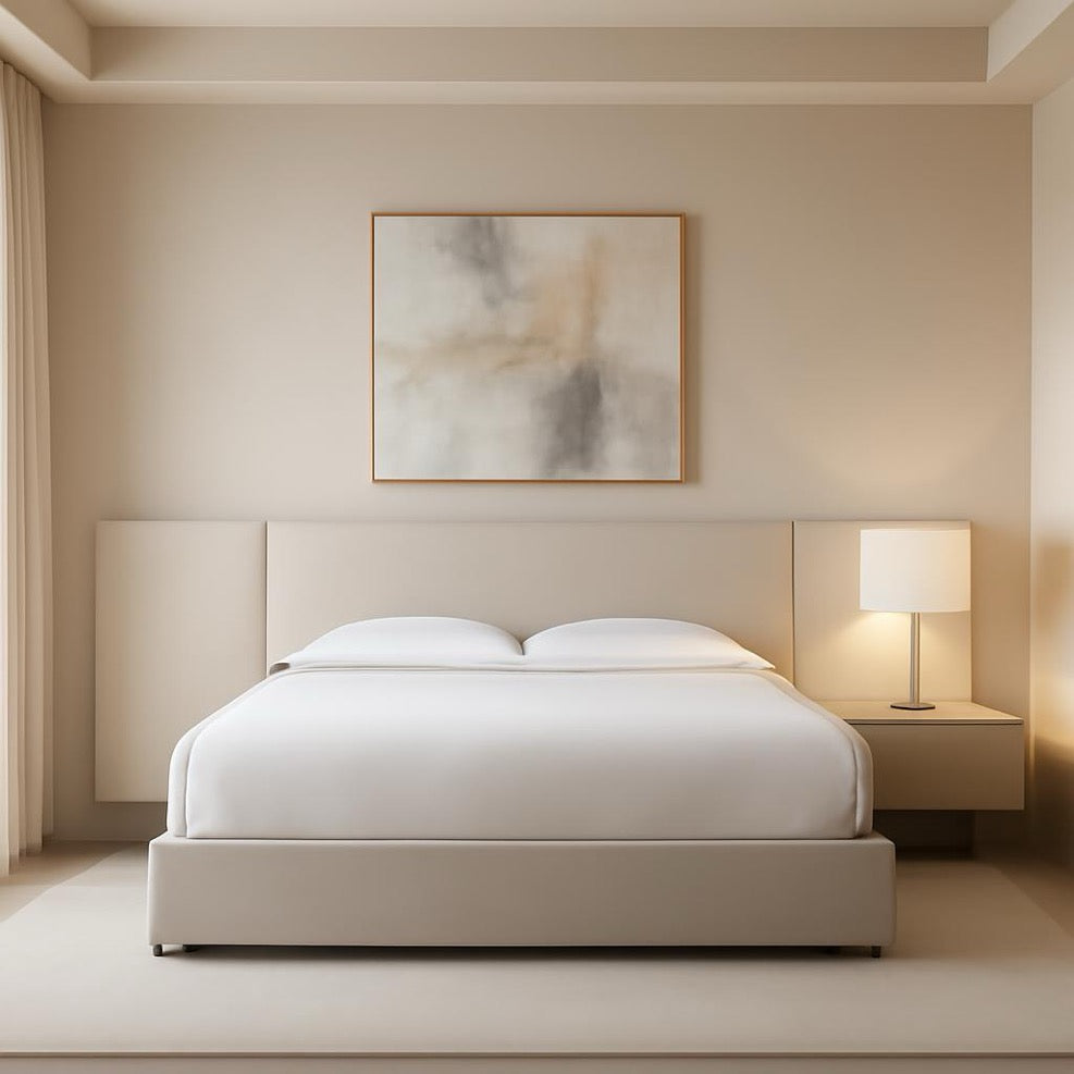 Sleek Minimalist Upholstered Bed with Integrated Side Panels