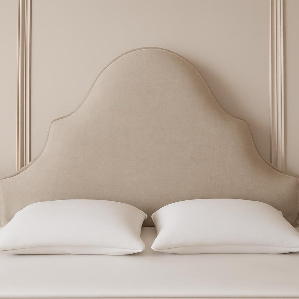 Elegant Curved Upholstered Bed with Luxurious Headboard