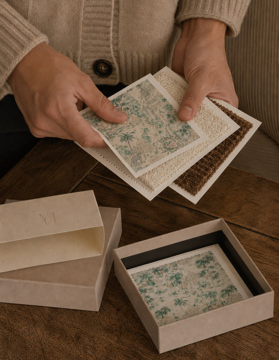 Yorkshire Interiors fabric swatches in the YI presentation box