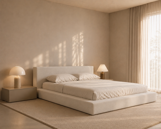 modern low-profile platform bed.