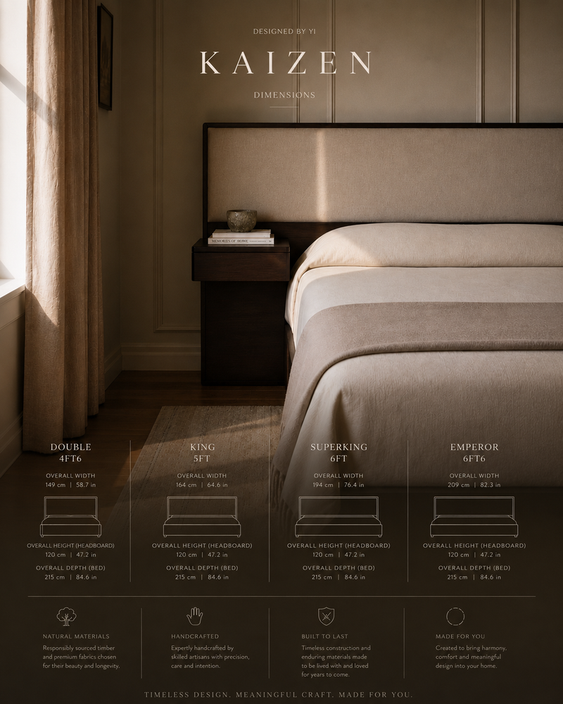 Kaizen Wood-Framed Headboard Bed, detail