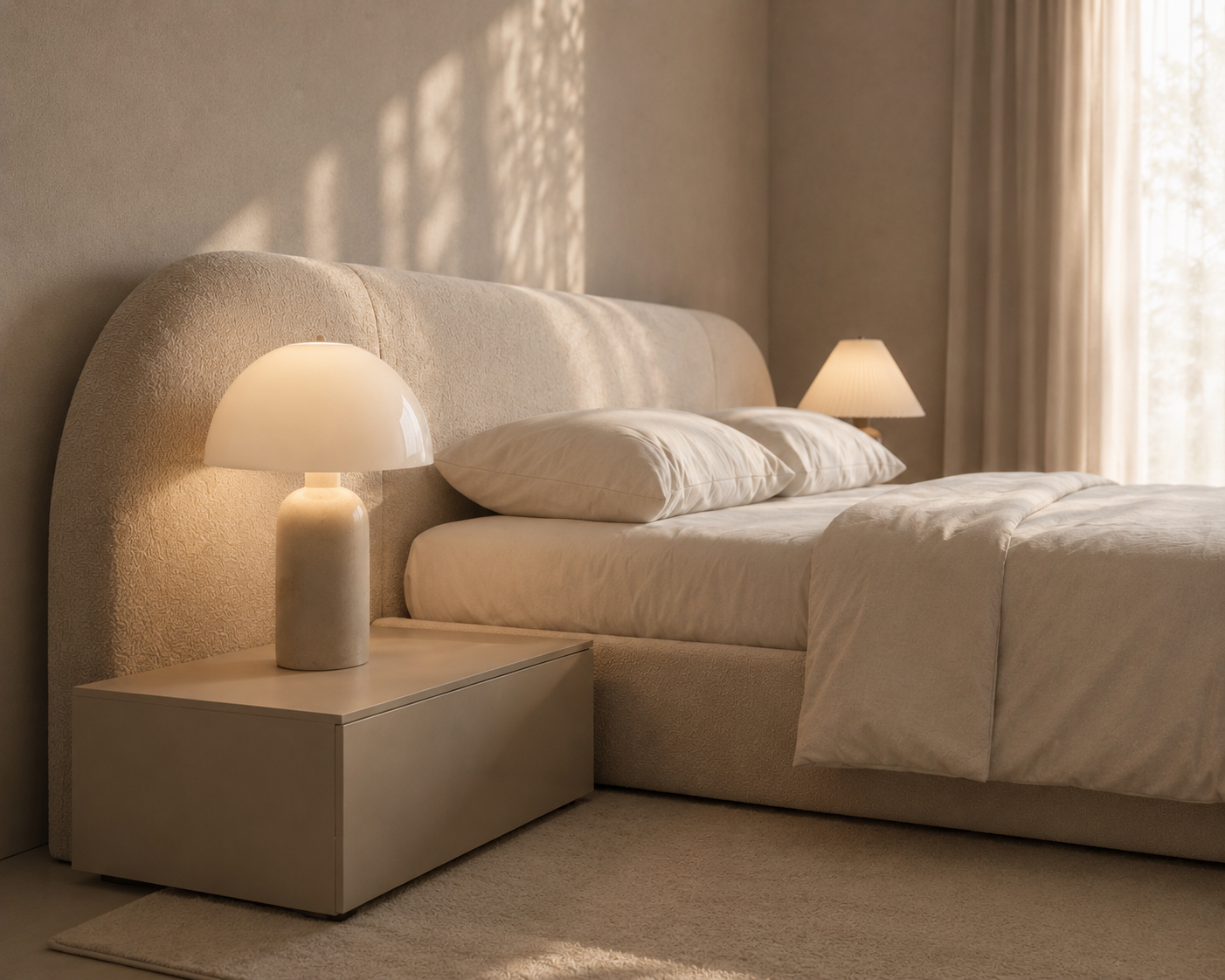Contemporary Curved Upholstered Bed
