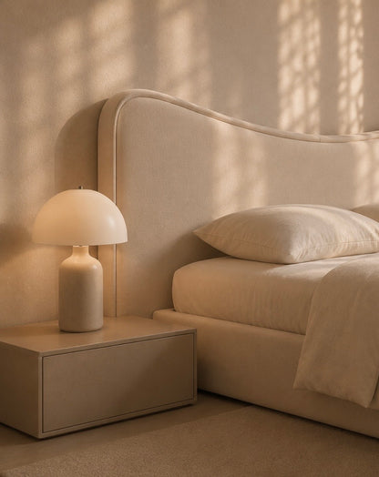 Modern Minimalist Upholstered Bed with Curved Headboard