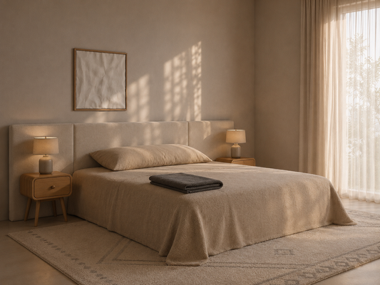 Sleek Minimalist Upholstered Bed with Integrated Side Panels
