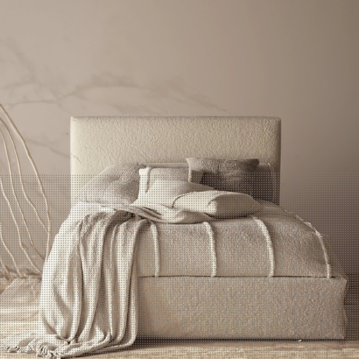 Juliette Boucle Teddy Fabric Divan Bed Frame with Upholstered Headboard