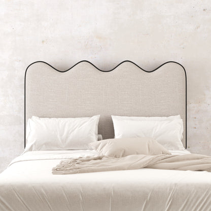 Edith Upholstered Boucle Fabric Storage Bed with Scalloped Headboard