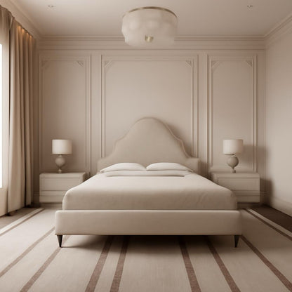 Elegant Curved Upholstered Bed with Luxurious Headboard