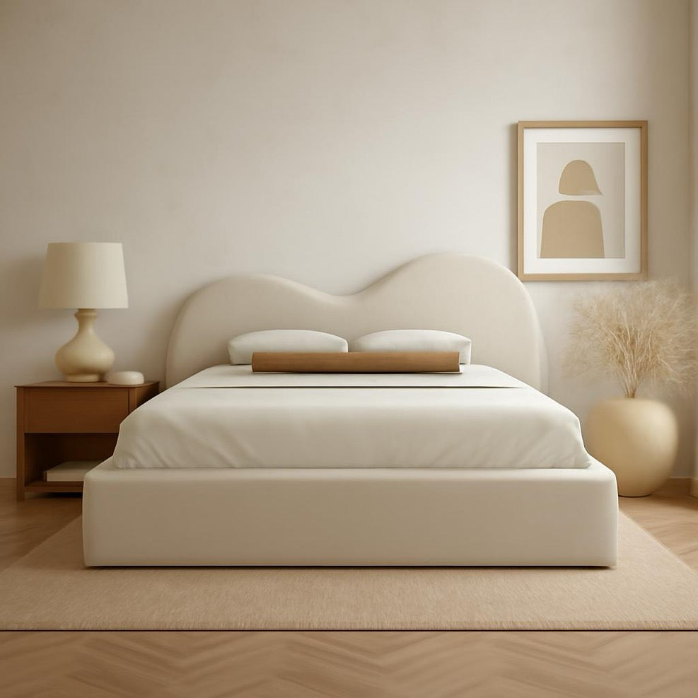 Lily Boucle Teddy Fabric Ottoman Divan Storage Bed Frame Upholstered Headboard