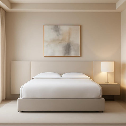 Sleek Minimalist Upholstered Bed with Integrated Side Panels