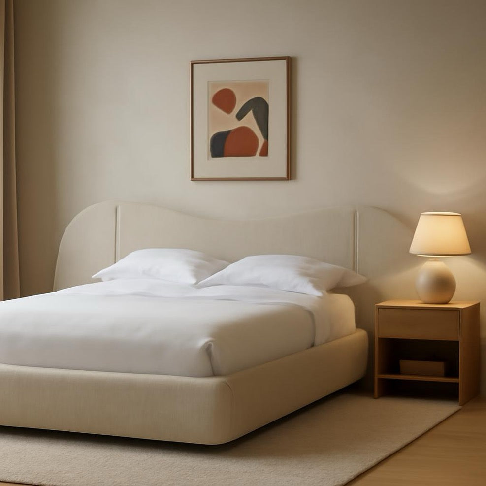 Contemporary Curved Upholstered Bed