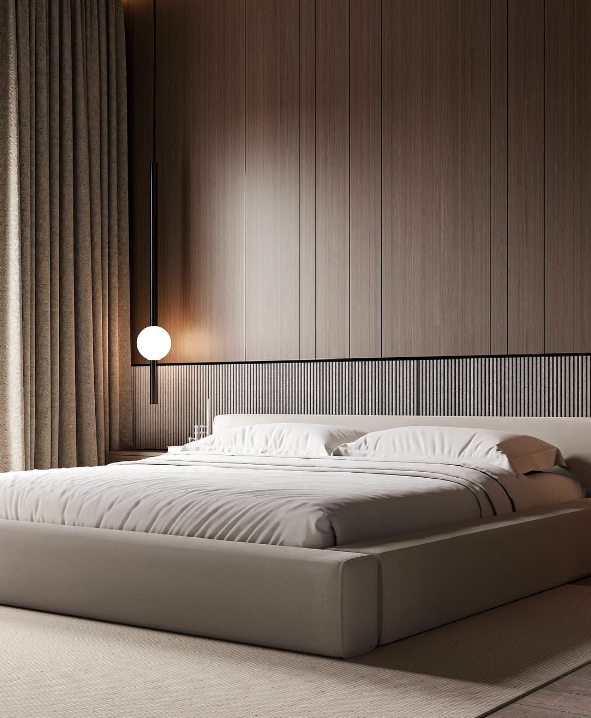 modern low-profile platform bed.