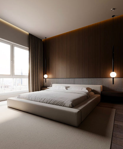 modern low-profile platform bed.