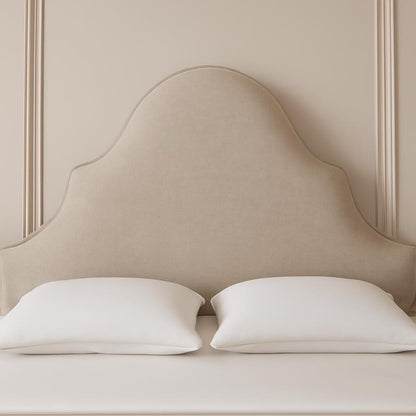 Elegant Curved Upholstered Bed with Luxurious Headboard