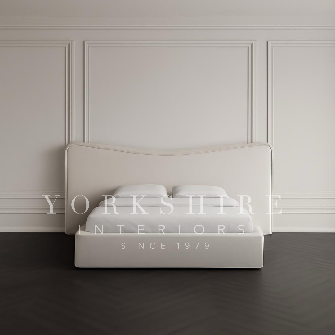 Modern Minimalist Upholstered Bed with Curved Headboard