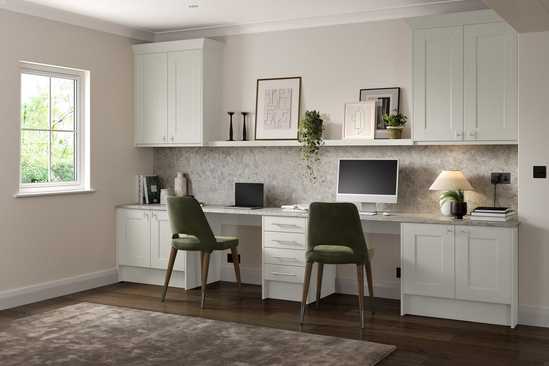 Fitted home office with two desks along one wall